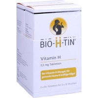 Таблетки с биотином для кожи ногтей волос BIO-H-TIN Vitamin H 2,5 mg für 2x12 Wochen Tabl. 2X84 шт Dr. Pfleger